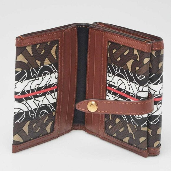 Burberry Brown/Black Monogram Coated Canvas TB Compact Wallet - Picture 4 of 9
